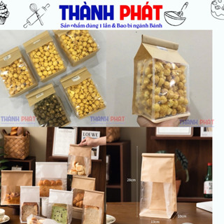  100 Túi giấy kraft đựng bánh sanwich - Túi đựng bắp rang - Túi gấp mí nhỏ đựng bánh kẹo - Túi zíp mí đựng nougtgat 
