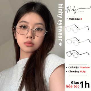 Gọng kính cận kim loại oval tròn chất liệu titanium cao cấp [Lắp cận đến 4 độ] form kính vừa - to cá tính ALEY 11905