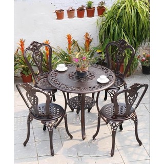bàn ghế nhôm đúc sân vườn ,mẫu ghế trái tim 4 ghế 1 bàn tròn 80cm
