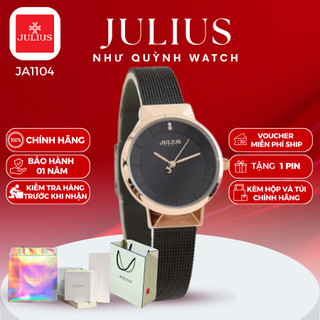 Đồng hồ nữ Julius Hàn Quốc Ja-1104 size mặt 2,8cm dây thép (Đen)