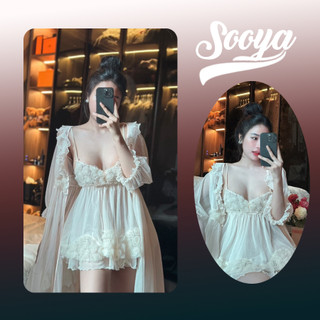  Váy Đầm Ngủ Sooya Hoa Hồng Dáng Ngắn Ren Mềm 015 