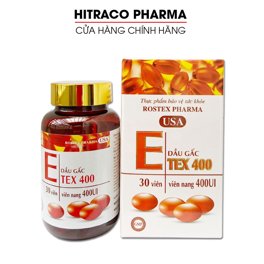 Viên uống đẹp da Vitamin E đỏ E TEX 400 giảm nám sạm da - Hộp 30 viên [E TEX 400 chai]