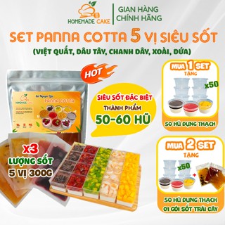 Set làm Panna Cotta [5 VỊ SIÊU SỐT] nguyên liệu Panna Cotta thành phẩm 50-60 hũ 60ml - HomemadeCAKE