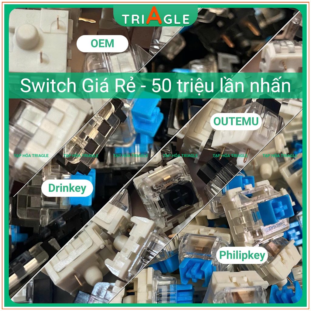 Gói 110 Switch Giá Rẻ (Outemu, Drinkey, ...) - switch bàn phím cơ - Linear | Tactile | Clicky | 3 Pi
