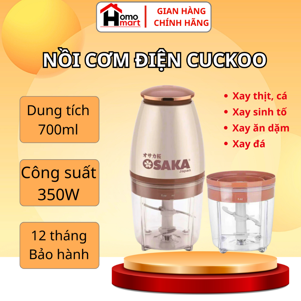 Máy Xay Đa Năng Osaka Nhật Bản - Máy Xay Sinh Tố, Xay Thịt Cao Cấp-Lưỡi Dao Lớn Không Gỉ BH 12 THÁNG