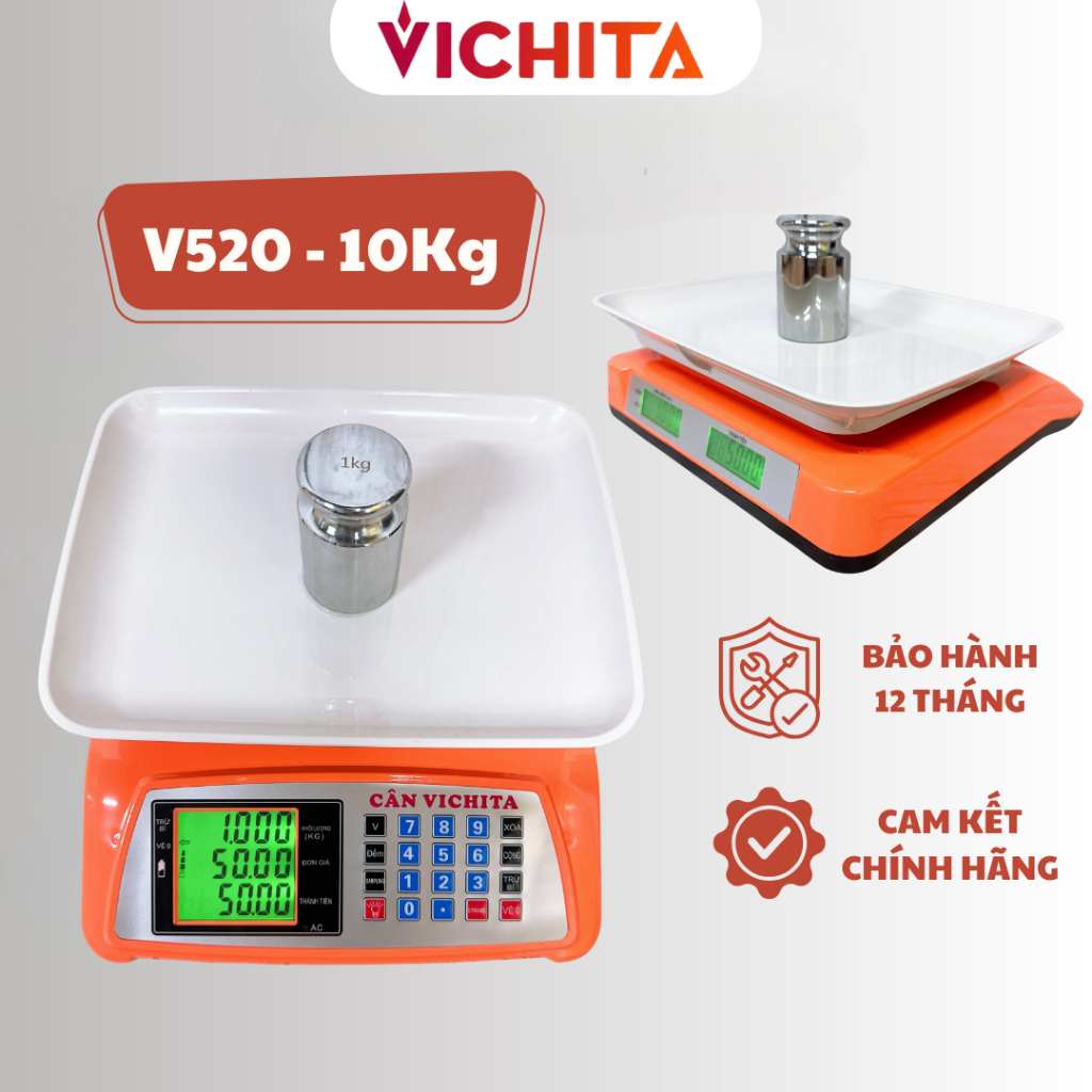 Cân điện tử VICHITA tính giá tiền 10kg - 20kg, Cân bán hàng tiện lợi