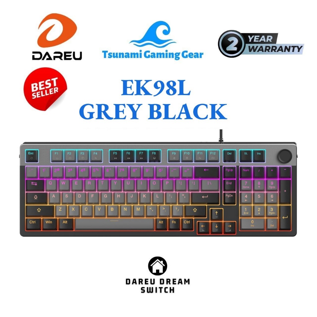 Bàn phím cơ DareU EK98L Grey Black (Multi Led / Rainbow LED/ Bảo hành 24 tháng)
