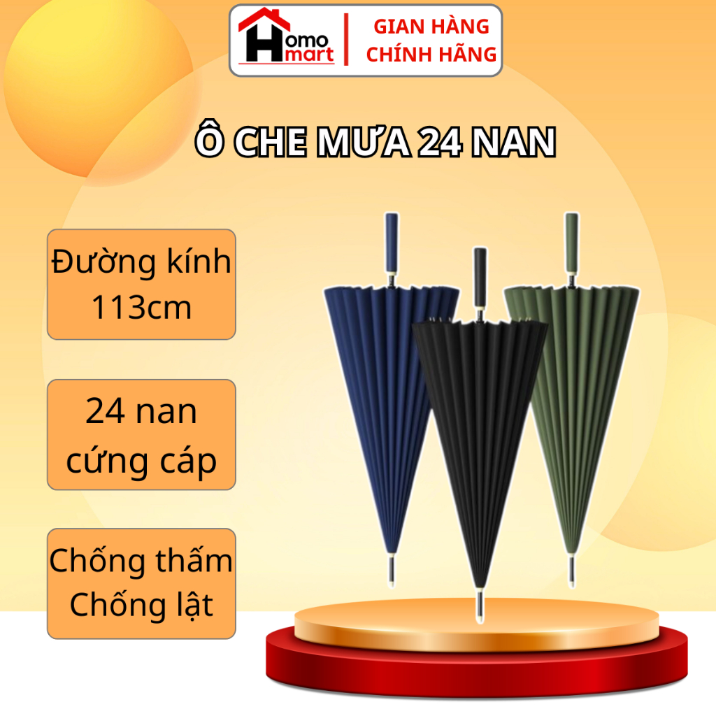 Ô Dù Che Mưa KAW loại to 24 nan, dù che mưa, dù đi mưa siêu to, cứng, chống thấm nước, chống tia UV.
