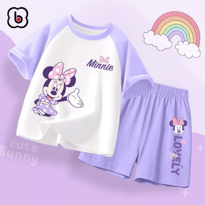 Đồ bộ mùa hè cho bé BabyloveGO bộ quần áo ngắn tay Disney chất thun cotton thoáng mát