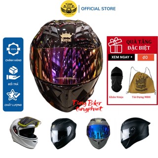 Mũ Bảo Hiểm Fullface 2 Kính ROYAL M266 Tem Màu Đặc Biệt (Tặng Khăn Ninja + Túi + Tem Cờ)