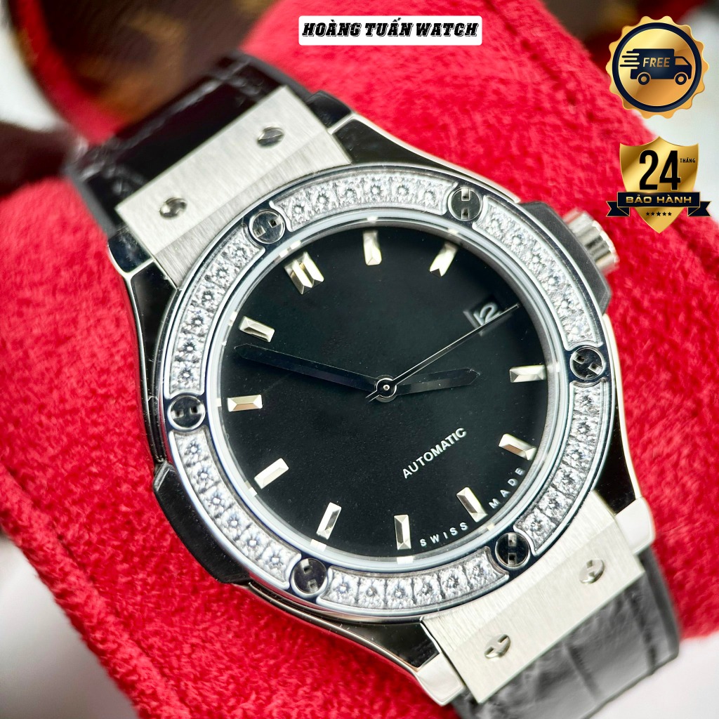 Đồng Hồ Nam HT FSN Đính Đá Automatic Full Size Kính Sapphire Chống Nước(BẢO HÀNH 24 THÁNG)