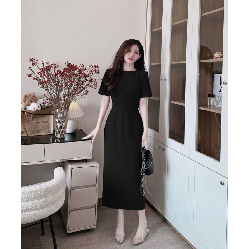 [𝐌ở 𝐛𝐚́𝐧] Đầm thiết kế Shi Shang dáng bút chì đính hoa hồng sau lưng, váy bigsize dáng dài 2 lớp thanh lịch, sang chảnh | BigBuy360 - bigbuy360.vn