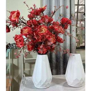  Bình+10 cành Hoa trà gạo cổ  cành cao 60cm hoa xốp nhụy phủ xốp 1 cành 5 bông 