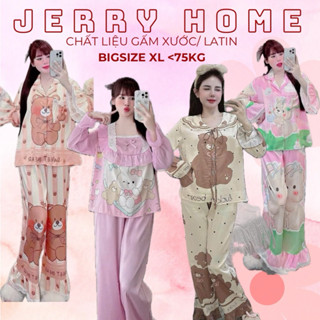 Pijama Bigsize 60-75kg - Đồ Bộ Mặc Nhà Tay Dài Quần Dài Tiểu Thư Chất Liệu Lụa Mềm, Mát - Jerry Home