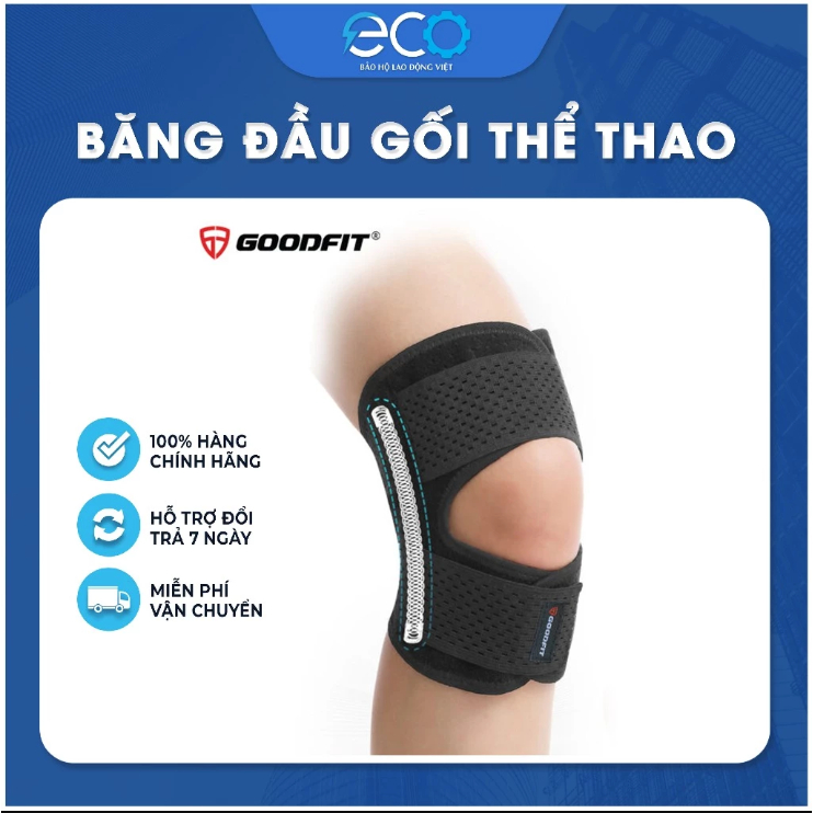 Băng bảo vệ đầu gối GoodFit GF526K thoáng khí, có thể điều chỉnh, hỗ trợ giảm đau khớp. (1 chiếc)