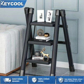 KEYCOOL Thang gấp gọn ba tầng đa năng cho gia đình, Chất liệu thép carbon,Chịu tải 300kg