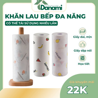 Khăn lau bếp đa năng [LOẠI 1], Cuộn giấy lau hoa văn chất liệu rayon có thể giặt được, sử dụng nhiều lần - Danami D19