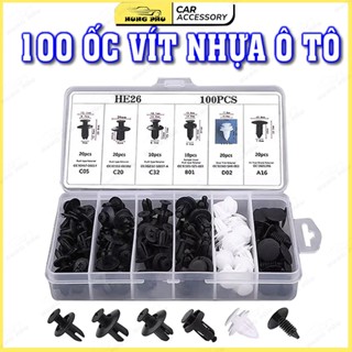 Bộ 100 Đinh Tán Chốt Vít Nở Bằng Nhựa Cố Định Các Bộ Phận Trên Xe Hơi Kèm Hộp Và Dụng Cụ