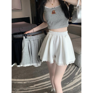 Quần đùi nữ, Quần sooc phối ren chất da cá kiểu dáng bánh bèo Hàn Quốc đẹp