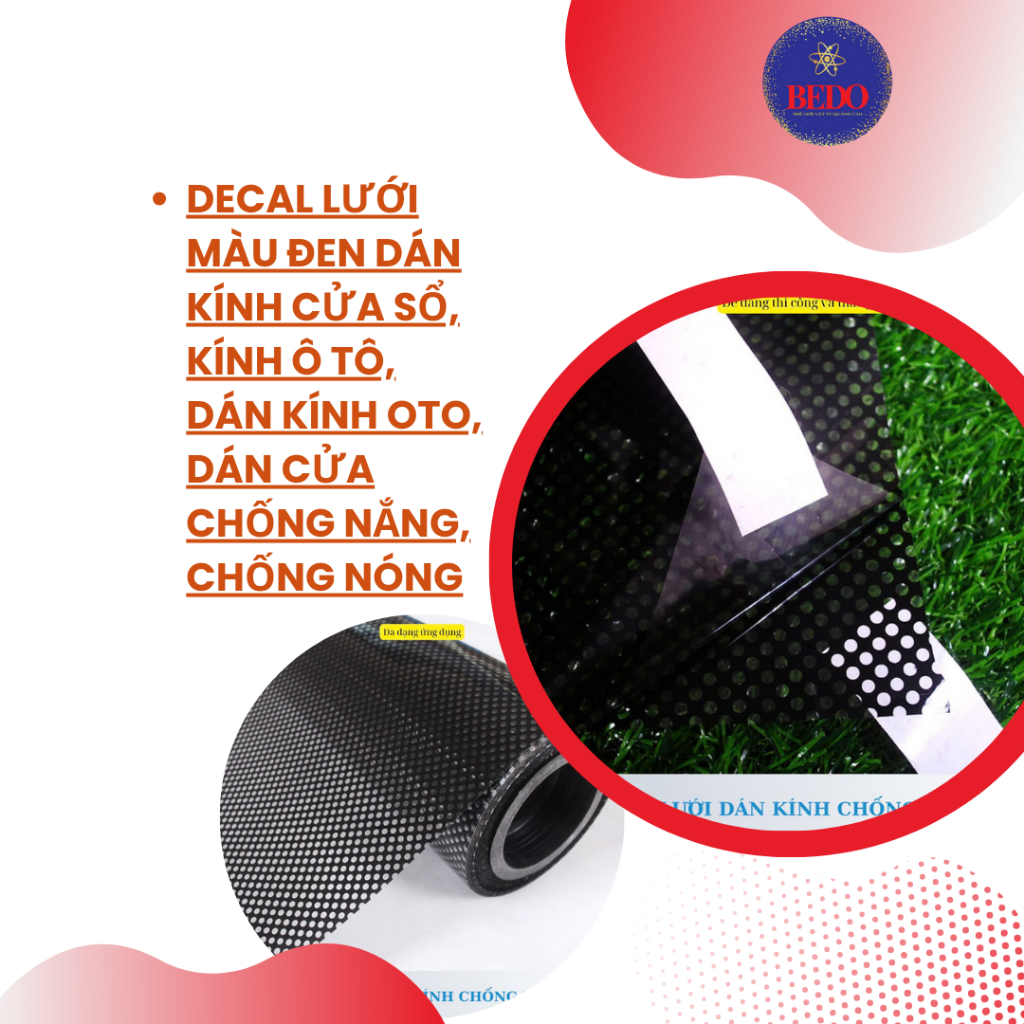 Decal lưới màu đen dán kính cửa sổ, kính ô tô, dán kính oto, dán cửa chống nắng, chống nóng