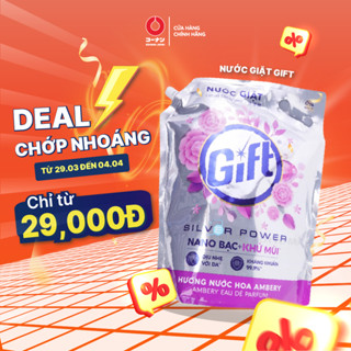 Nước giặt GIFT chứa nano bạc+ khử mùi, dịu nhẹ với da 3.6Kg
