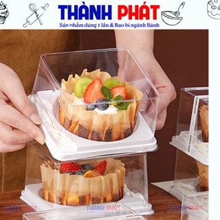 Hộp kèm nĩa đựng bánh kem mini, flan gato lọt lòng 10.5cm - hộp đựng bánh bò thốt nốt S201