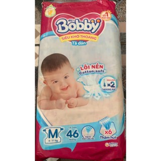 Tã Dán Trẻ Em Bobby Size M 46 Miếng ( M46 Cho Bé 6 Đến 11 Kg) - Bỉm Dán Bobby Size M