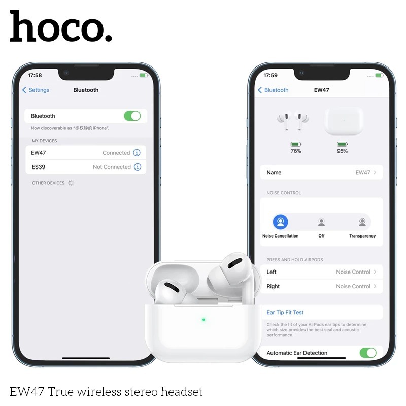 Tai Nghe Không Dây Hoco EW47 - Bluetooth 5.3, Mic Đàm Thoại, Bass Cực Mạnh, Vuốt Tăng Giảm Âm Lượng | BigBuy360 - bigbuy360.vn