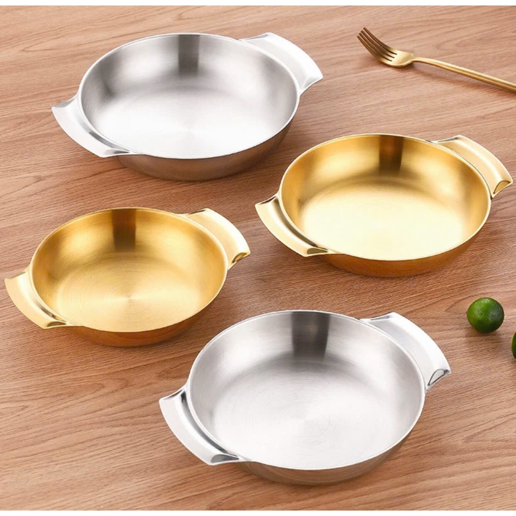 Chảo Hàn Quốc Bằng Inox [ Thép Không Gỉ ] - Nồi inox phong cách hàn quốc có quai cầm
