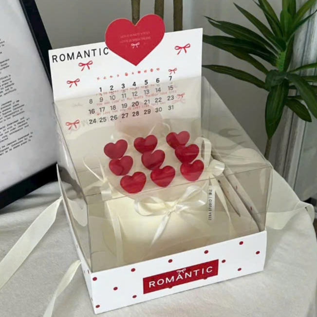 5 Hộp Đựng Bánh Kem, Set Hộp Quà Hoạ Tiết Chấm Bi Romantic Tim, Lễ 8/3, 14/2, 20/10