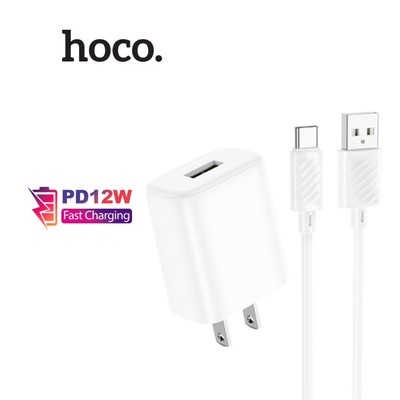 Bộ sạc nhanh PD12W Hoco C134 / C106 USB to TypeC, dậy dẻo nhỏ gọn, sạc ổn định,dài 1m, chân dẹt