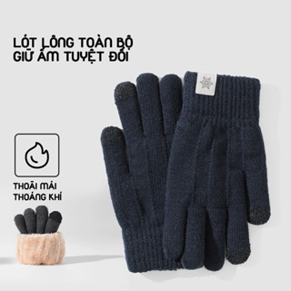 Găng tay nam mùa đông HUMI chất len giữ ấm giữ nhiệt thoáng khí có lót lông cảm ứng màn hình