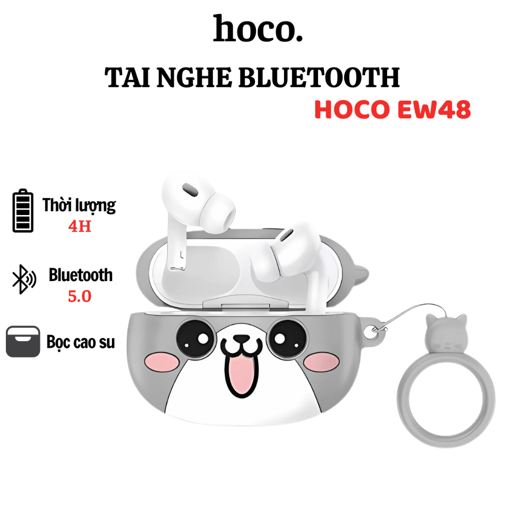 Tai Nghe Bluetooth Hoco EW48 Kèm Ốp Chống Trầy, Đệm Tai Êm, Mic Đàm Thoại, Nghe Nhạc 4H | BigBuy360 - bigbuy360.vn