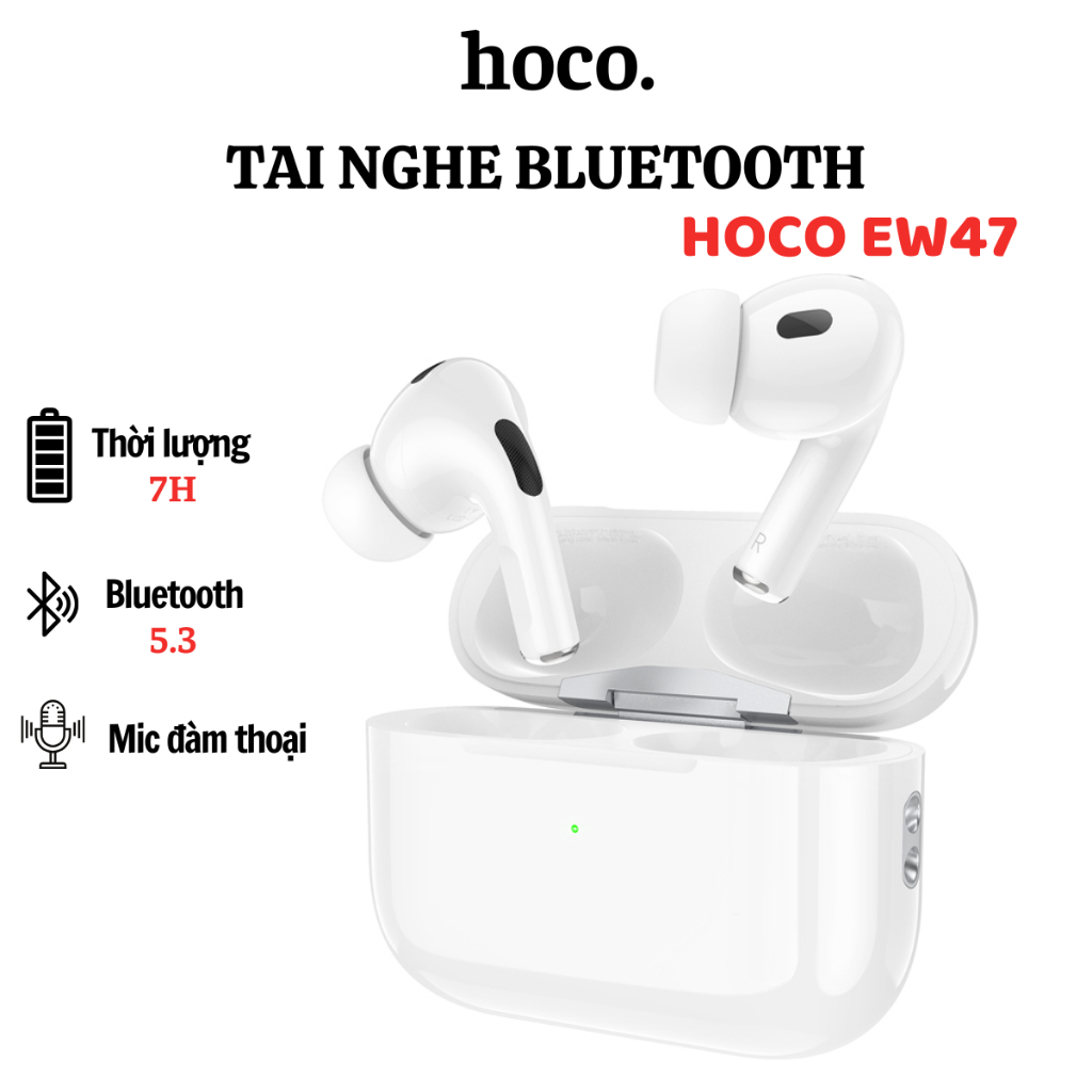 Tai Nghe Không Dây Hoco EW47 - Bluetooth 5.3, Mic Đàm Thoại, Bass Cực Mạnh, Vuốt Tăng Giảm Âm Lượng