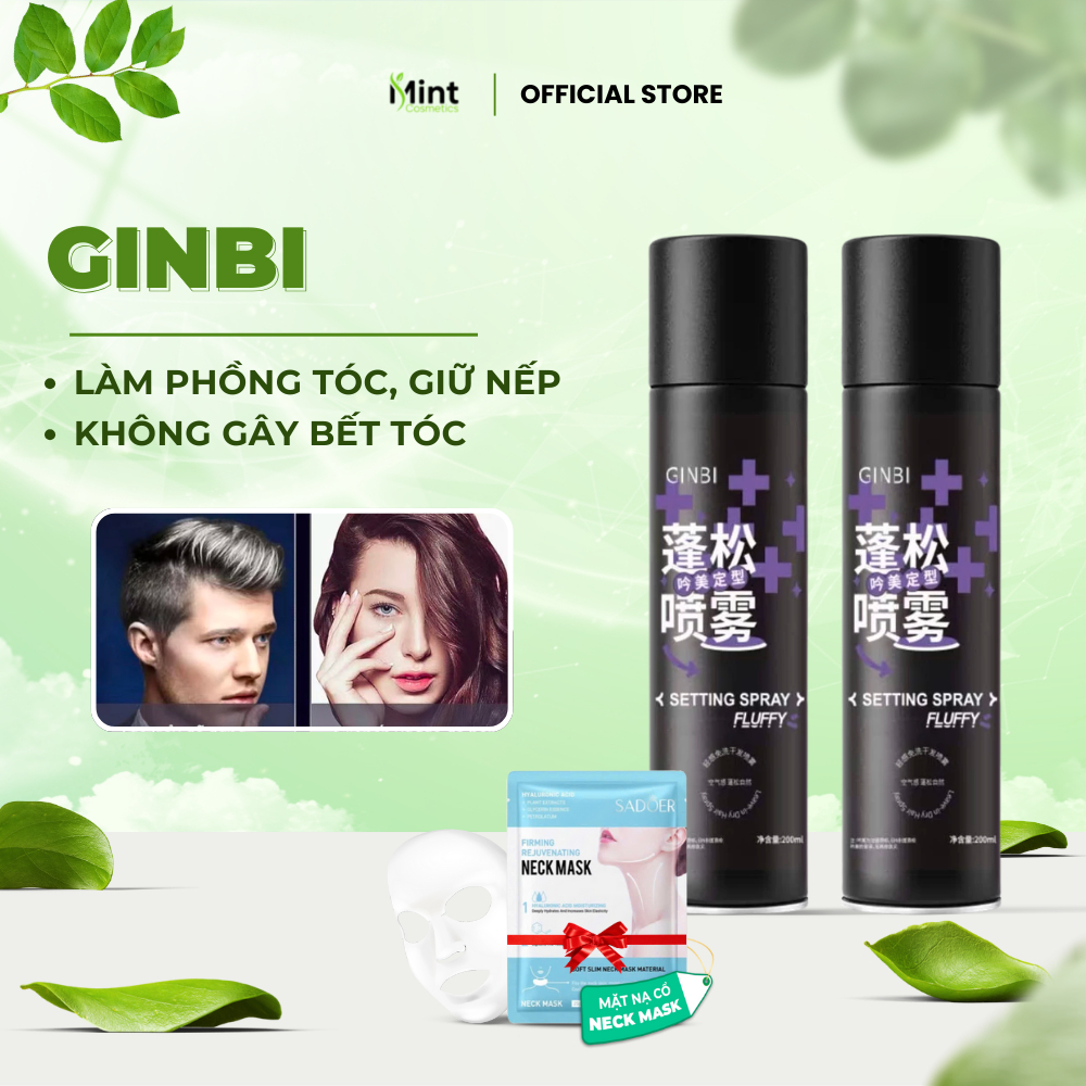 Gôm Mềm Xịt Tóc Tạo Phồng GINBI - Xịt Tóc GINBI Tạo Kiểu, Làm Phồng Tóc, Giữ Nếp Tóc, Không Gây Bết Suốt 24H
