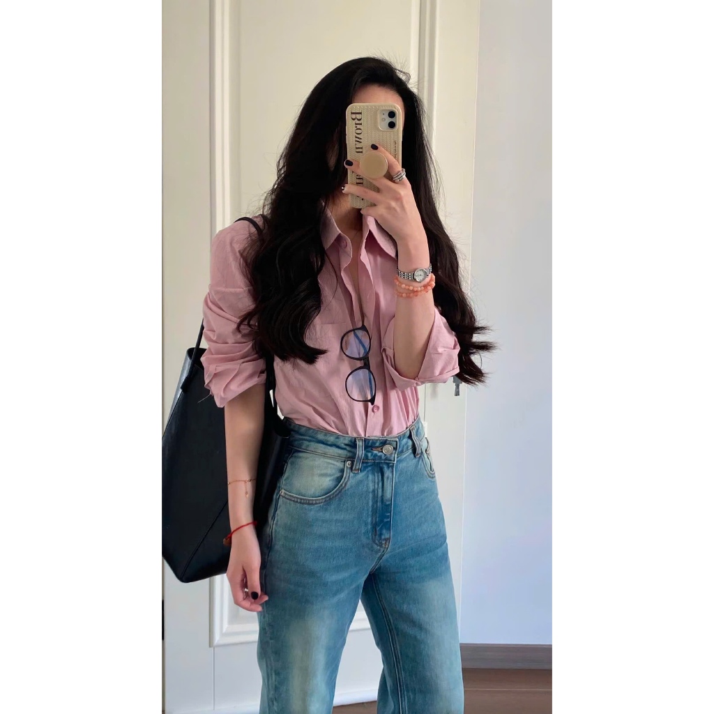 Áo sơmi hồng hot douyin 2025