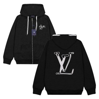 Áo Khoác Hoodie Zip LV Thêu Logo Sắc Nét Phối Dây Nón Kiểu Chất Liệu Nỉ Chân Cua Dày Dặn Hot Trend