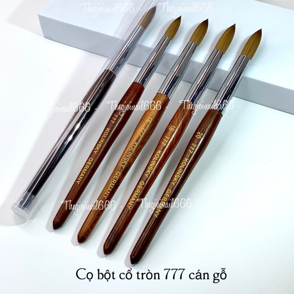 Cọ Đắp Bột Kolinsky Chengsu 777 Cán Gỗ Cao Cấp – Lông Chồn Chuẩn Size S14 S16 S18 S20 Bấm Đầu Sẵn | 