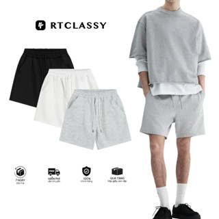 Quần Short Vải Cotton RT CLASSY Nam Nữ Form Trên Gối Ống Rộng