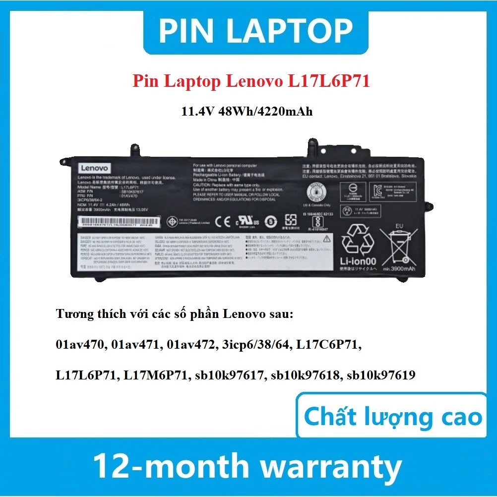 ✨Pin Lenovo ThinkPad X280 L17C6P71 L17M6P71 01AV471 01AV470 01AV472 5B10W13922 L17L6P71 Battery