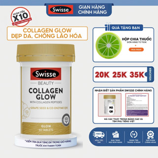 Collagen hỗ trợ đẹp da Swisse Beauty Collagen Glow của Úc giúp da hồng hào, cải thiện nám má, sạm da hộp 60 Viên