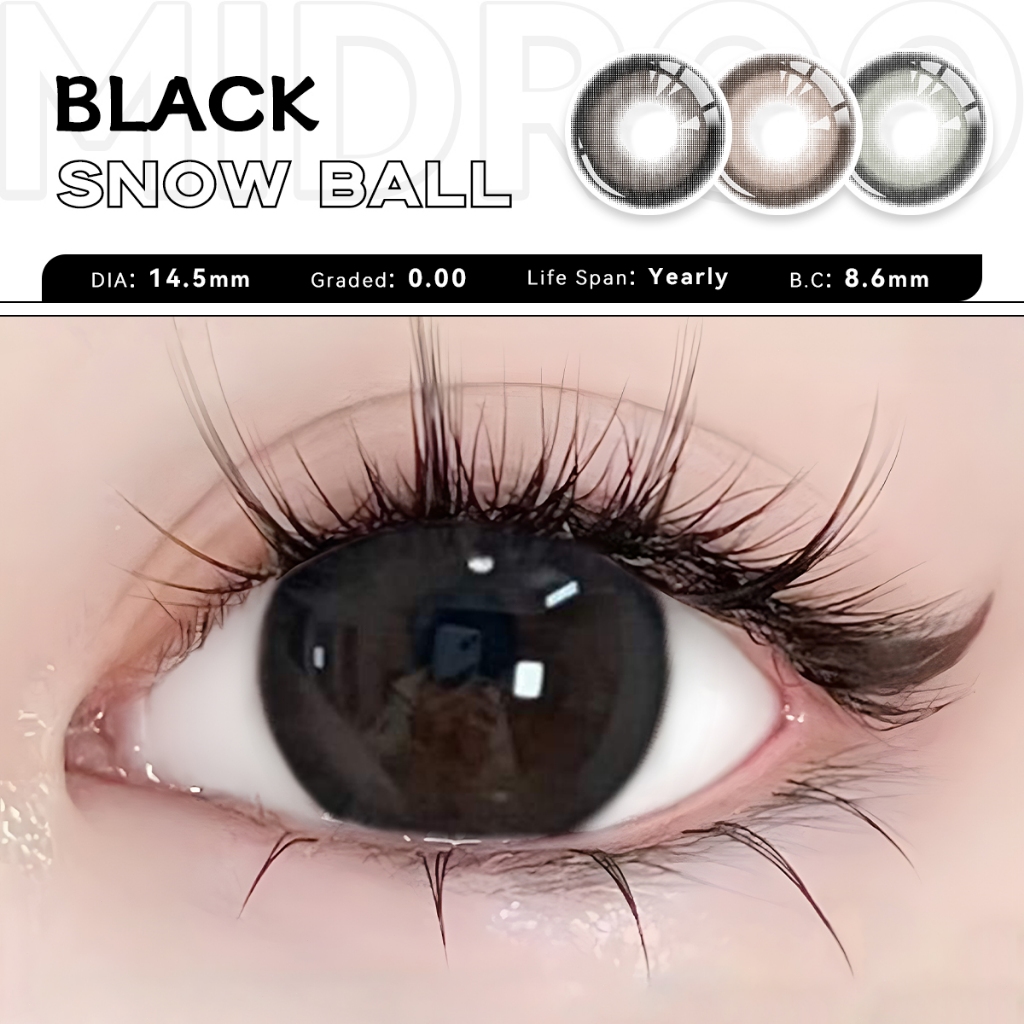 Midroo Lens 1 Cặp Kính Áp Tròng 0-6 Độ Snowball Lens Cận Mắt 1 Năm