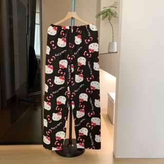  Quần Dài Hình Hello Kitty Nền Đen Quần Ngủ Nữ Co Giãn  M83  