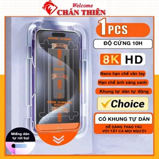 Kính cường lực khung tự dán tự rút bụi siêu mịn dành cho iphone 16 pro max 16plus 15 pro max 14pro max 13 pro xsmax [RB]