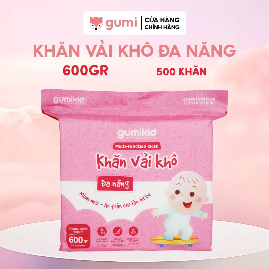 ( 600G) KHĂN VẢI KHÔ ĐA NĂNG DÀNH CHO MẸ VÀ BÉ GUMI