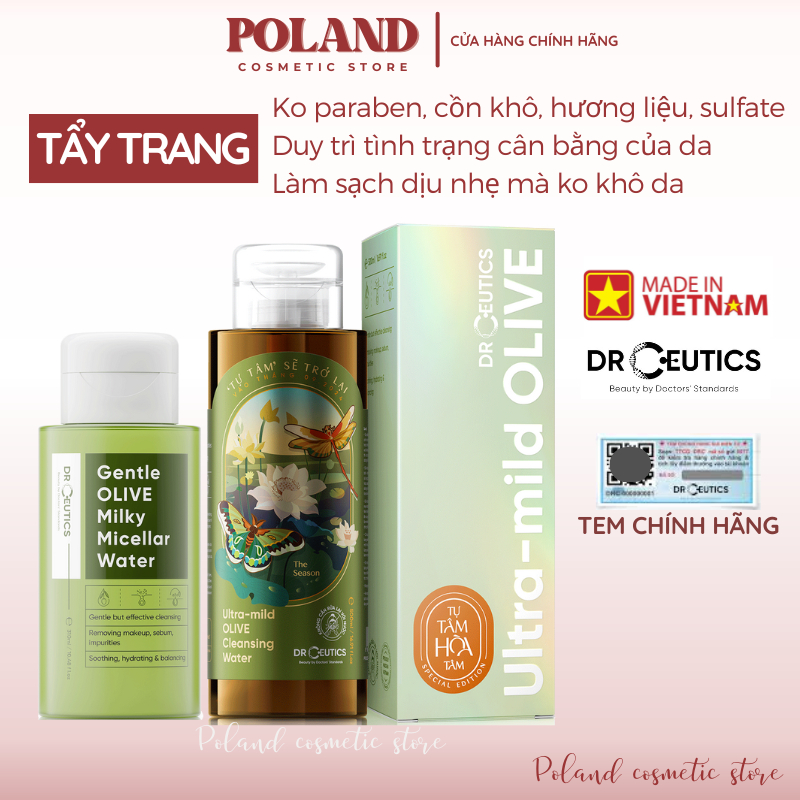 Nước Tẩy Trang DrCeutics Ultra-mild OLIVE Cleansing Water làm sạch cho mọi loại da Dr Ceutics 500ml