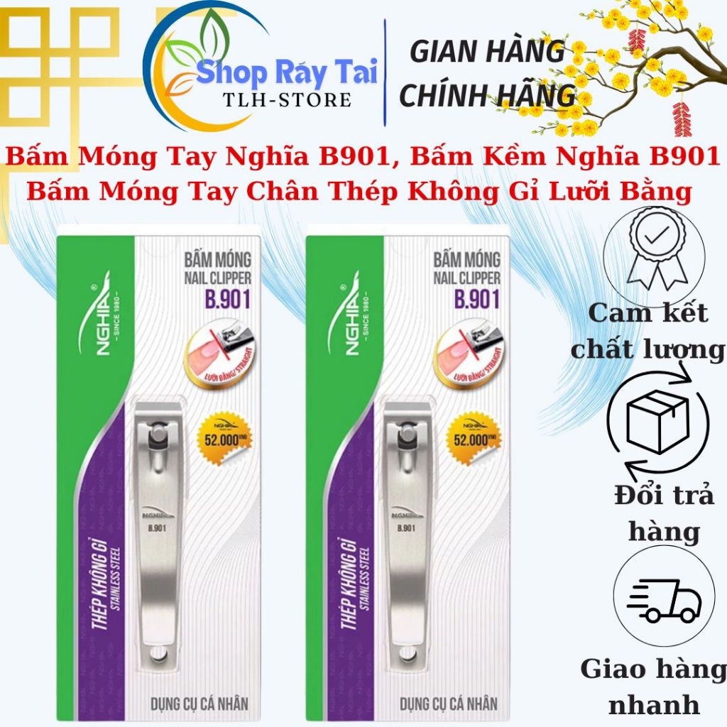 Bấm Móng Tay Nghĩa B901, Bấm Kềm Nghĩa B901 Bấm Móng Tay Chân Thép Không Gỉ Lưỡi Bằng (Loại Lớn) Chí