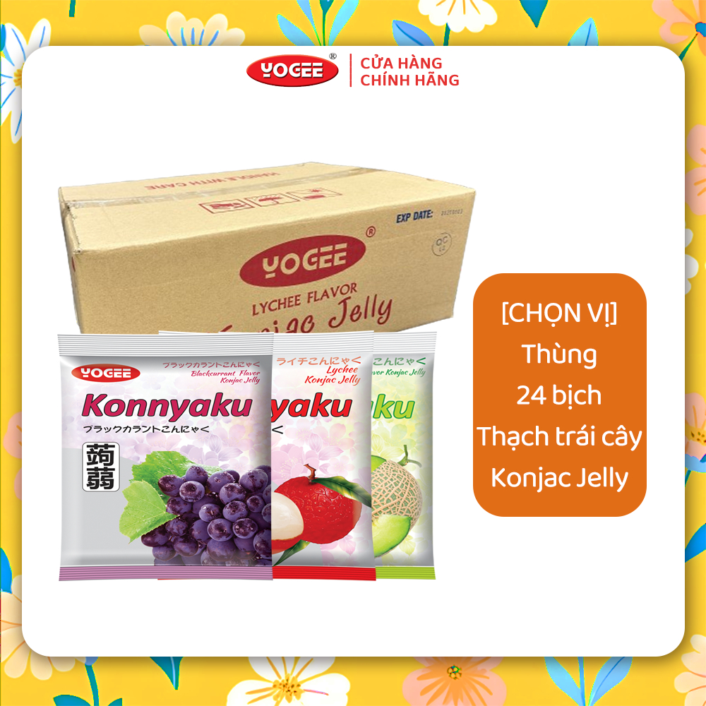 [Chọn vị] Thùng 24 bịch Thạch trái cây YOGEE Konjac Jelly 140g