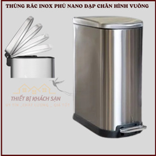 *HỎA TỐC HCM* THÙNG RÁC INOX PHỦ NANO ĐẠP CHÂN HÌNH VUÔNG CAO CẤP 9L,12L,20L,30L