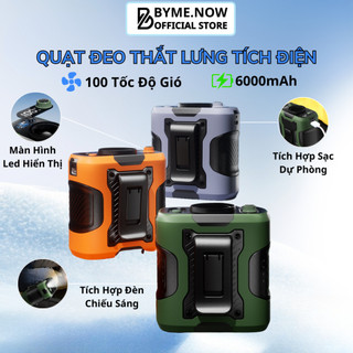 Quạt Đeo Thắt Lưng HOKU Đa Năng Pin 6000mAh, 100 Mức Gió, Tích Hợp Đèn LED, Sử Dụng Lên Đến 12H